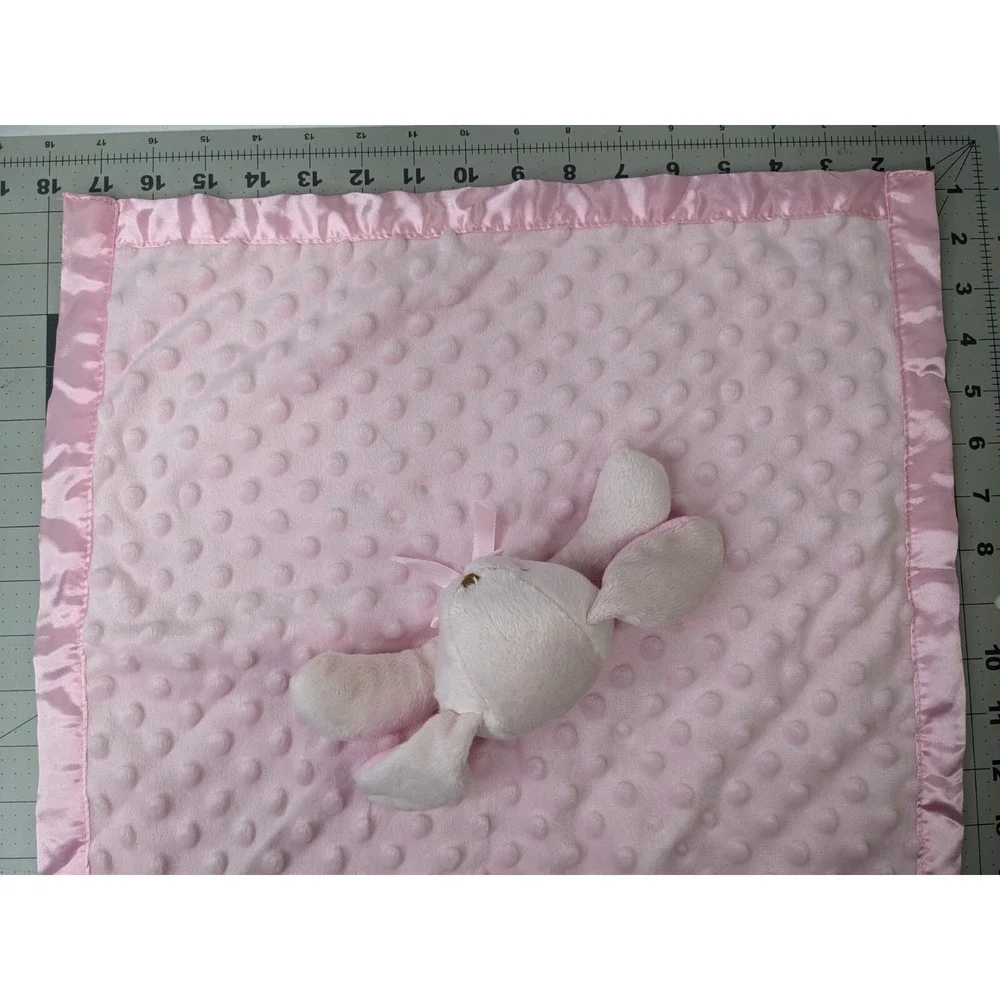 Minky‎ Dot Rabbit Lovey Pink Bunny Security Blanket Stuffed Animal Toy
